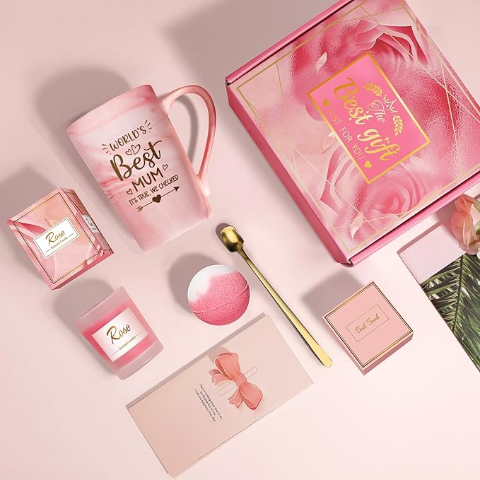 Mother’s Day Gift Hamper for Mum – Personalised Pamper Set from Daughter or Son with Coffee Mug