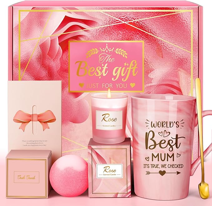 Mother’s Day Gift Hamper for Mum – Personalised Pamper Set from Daughter or Son with Coffee Mug